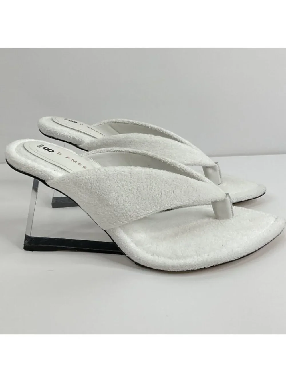 Good American Heels Womens Sz 8 White Terry Cloth Cinder F*cking Rella $260 Nwb